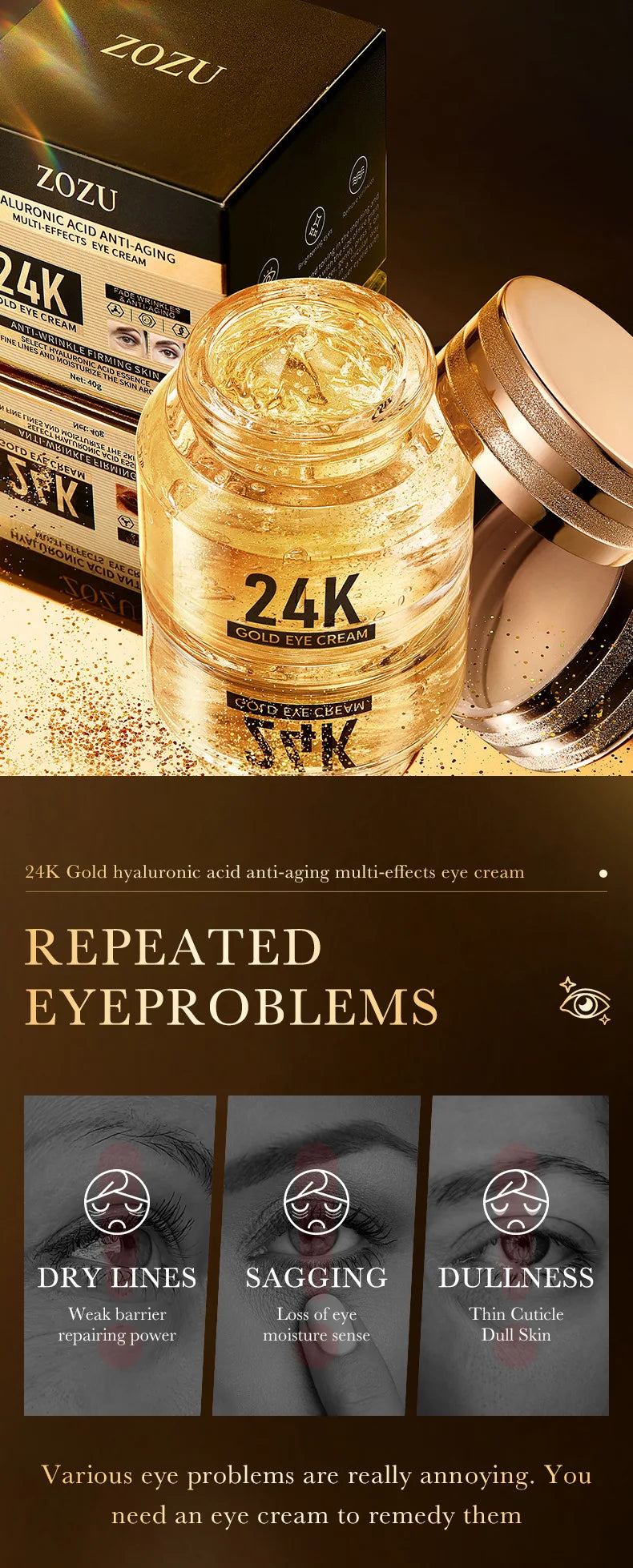 Hyaluronic Acid Eye Cream (Dark Circles + Eye Bags)